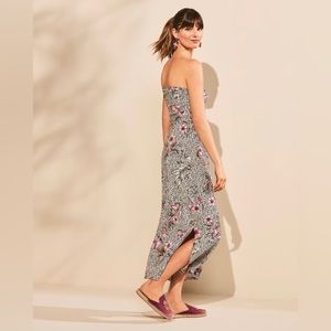 White House Black Market White & Gray Leopard Print Convertible Dress w/ Flowers